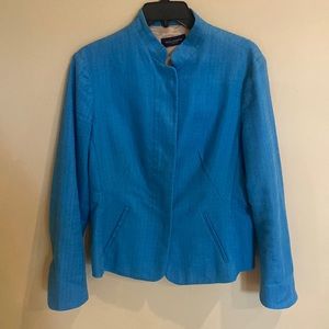 Piazza Sempione. Deep Aqua Blue. Linen Jacket. Italian Size (46) . Woman’s Large